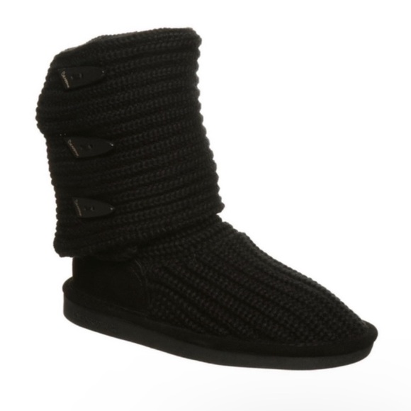 NIB Bearpaw Black Knit Tall Boots Size 8 US $80 - Picture 1 of 6